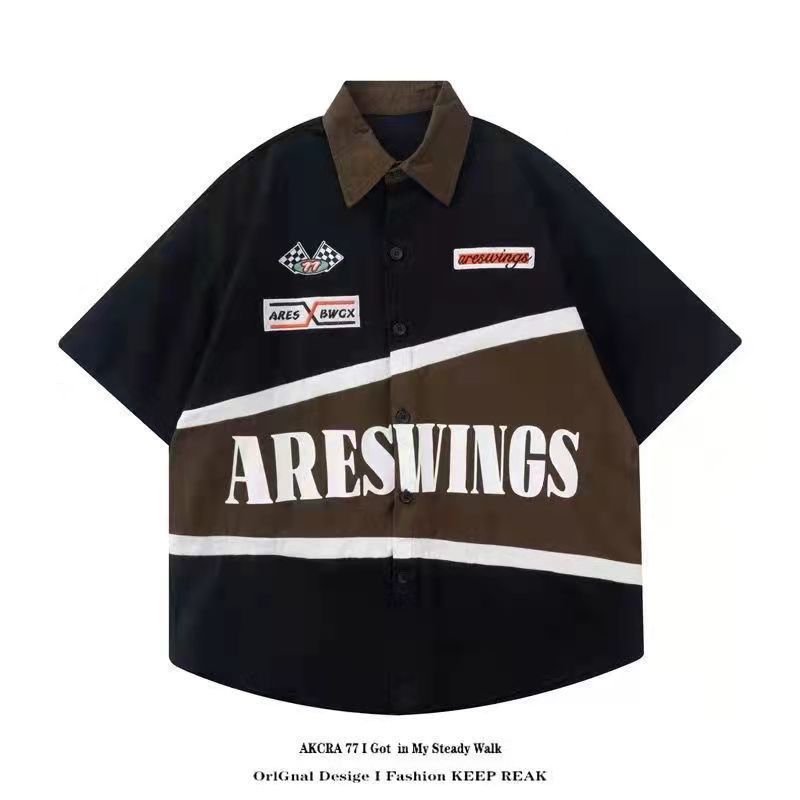 Áo Sơ Mi Tay Ngắn Thêu Họa Tiết Phong Cách Retro Mỹ Thời Trang Mùa Hè Cho Nam