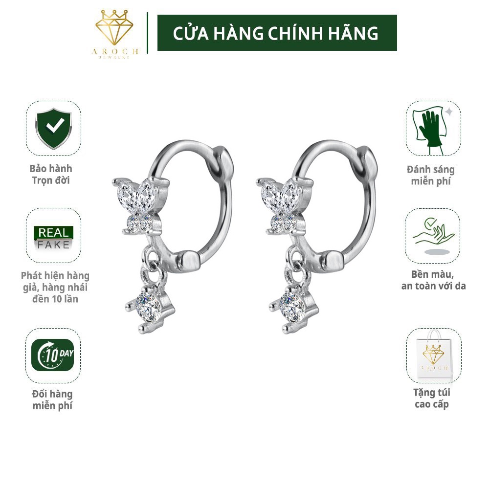Khuyên tai bạc Ý s925 nơ trắng cách điệu E7595 - AROCH Jewelry