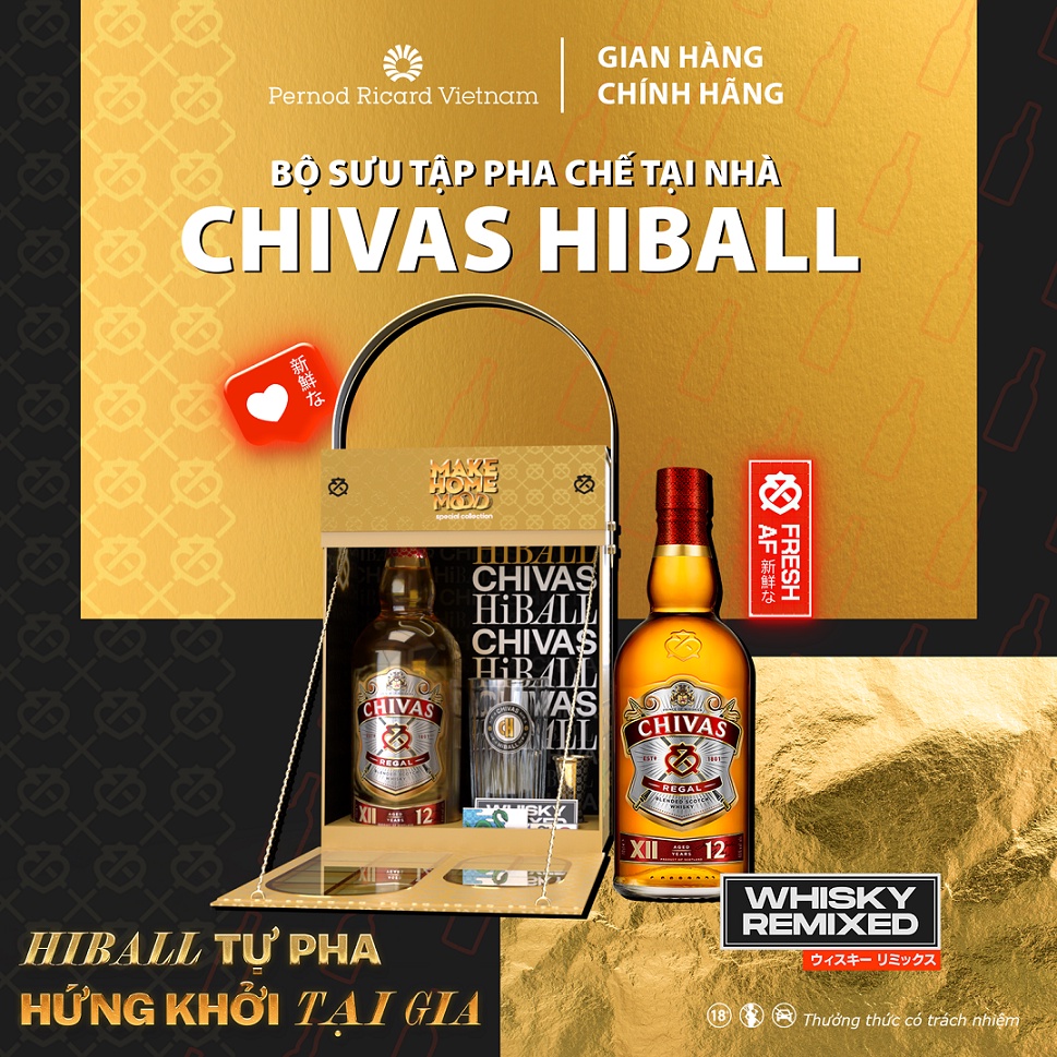 Bộ sản phẩm pha chế tại nhà Chivas Regal 12YO 700ml Hiball Homekit