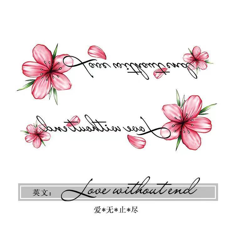 Hình Xăm Dán Tạm Thời Chống Nước Lâu Trôi Hình Hoa Anh Đào Và Chữ Tiếng Anh Độc Đáo 6 * 10.5cm