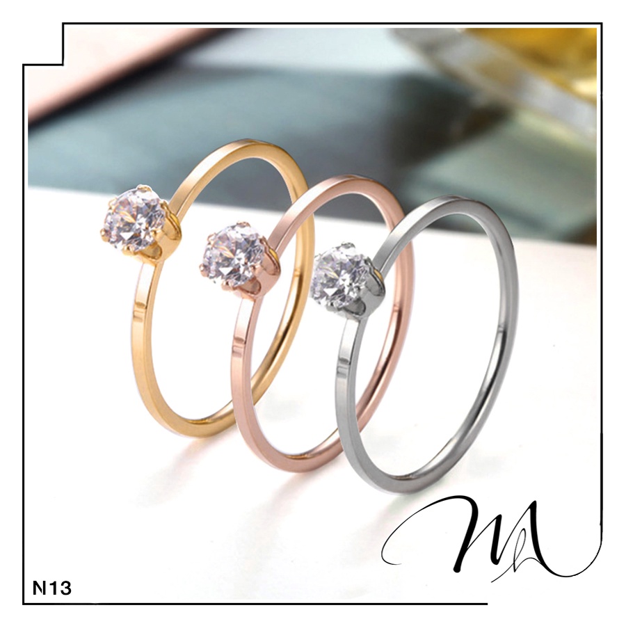 Nhẫn nữ Titan không gỉ 1 hạt đá nhỏ xinh xắn - Măng’s House N13