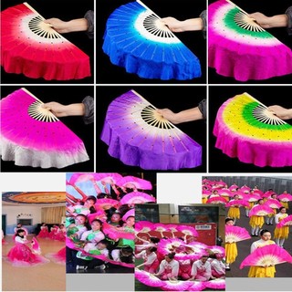 LZEEM Quạt Múa Bụng Bằng Lụa Rayon Dài 40cm