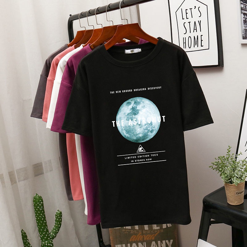 Áo thun SUXI tay ngắn dáng rộng in họa tiết thời trang cho nữ