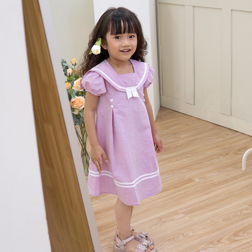 V045_Váy Thuỷ Thủ Màu Hồng Tím Cho Bé Gái Từ 1 -11 Tuổi