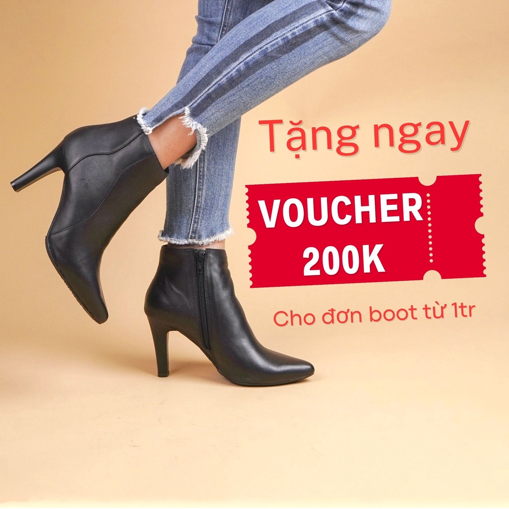Boot nữ cổ thấp da thật CLK xuất Úc-Boots nữ cao gót 8cm-Kimy Store