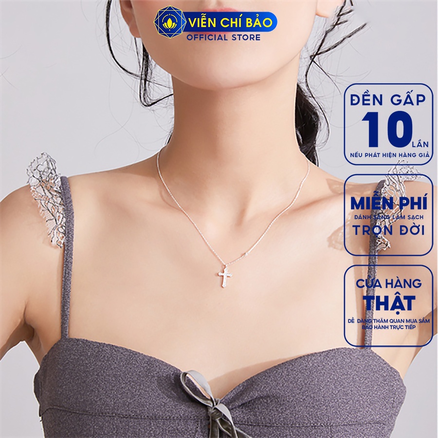 Dây chuyền bạc nữ thánh giá đính đá chất liệu bạc 925 thời trang phụ kiện trang sức Viễn Chí Bảo D000422