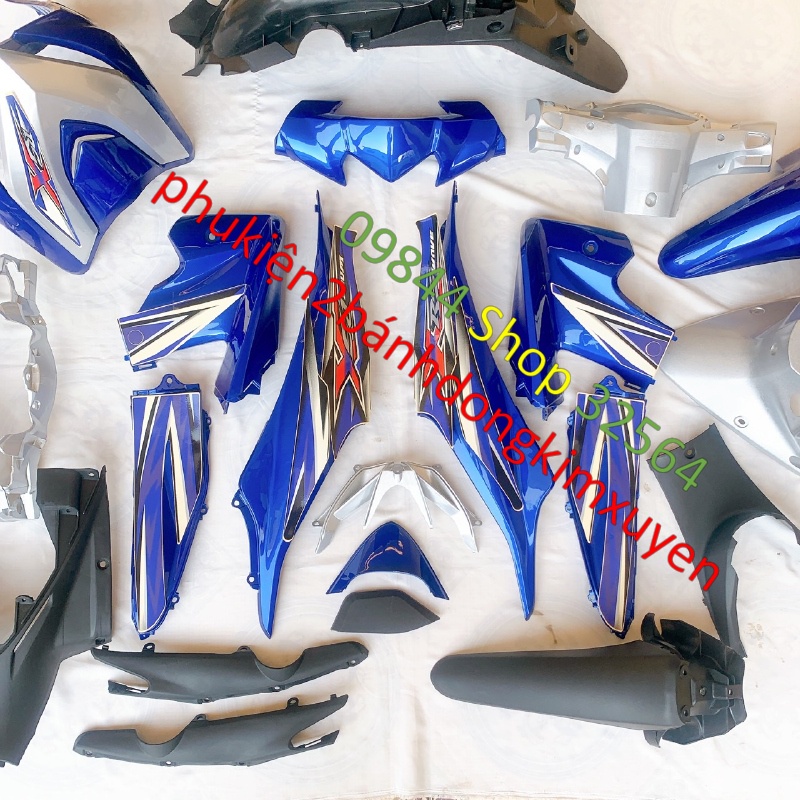 Bộ dàn áo xe Wave RSX 110 đời 2010 đến 2011 màu Xanh Bạc   -nhựa  trắng nguyên sinh ABS cao cấp