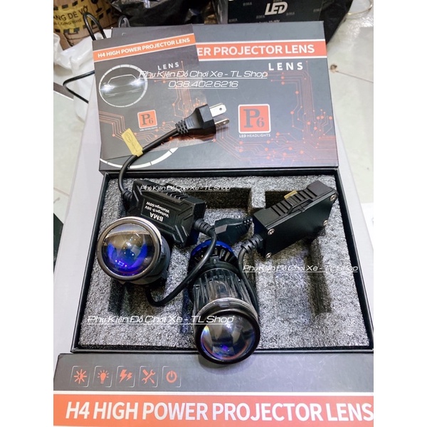 Đèn Trợ Sáng Bi Cầu mini P6 Chân H4 Công Suất 65Uw Tăng Sáng Cho Ô Tô , Xe máy