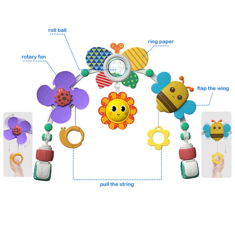 Chuông Giường Cho Bé Xe Đẩy Đồ Chơi Cho Bé Vòm Nhạc Lục Lạc Có Thể Điều Chỉnh Kẹp Cũi Giường Treo Di Động