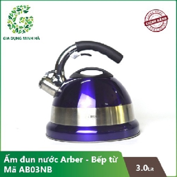 Ấm đun nước siêu tốc inox dành cho bếp từ ArBer AB03NB mầu xanh , đỏ - Dung tích 03 Lít
