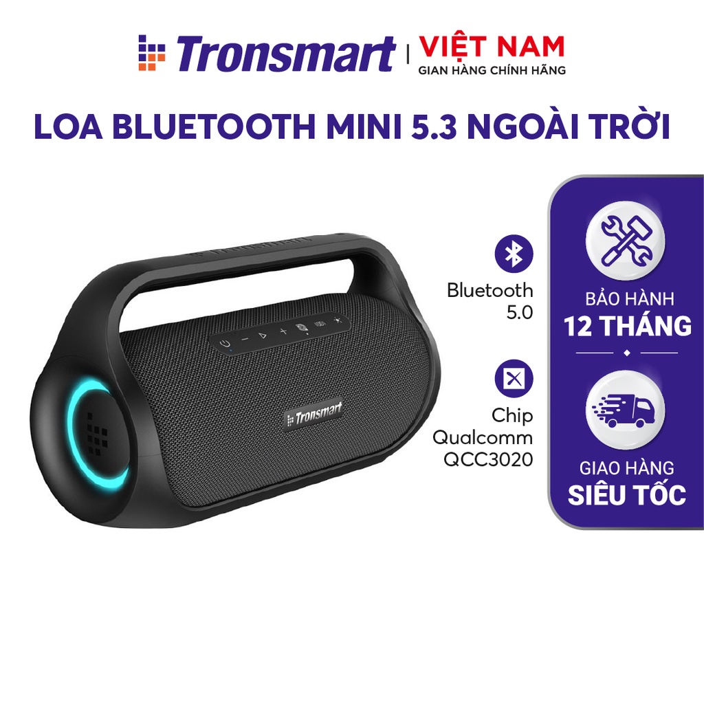 Loa Bluetooth Mini 5.3 ngoài trời chống nước TRONSMART BANG MINI – Đèn Led - Công suất 50W - Chống nước IPX6