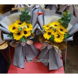 Bó hoa hướng dương sáp thơm 5 bông, 7 bông dáng dài siêu to( Ship Now)