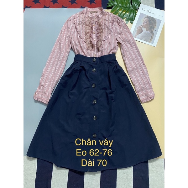 SET ÁO VINTAGE TIỂU THƯ PHỐI CHÂN VÁY NHẬT HIỆU GU 2HAND