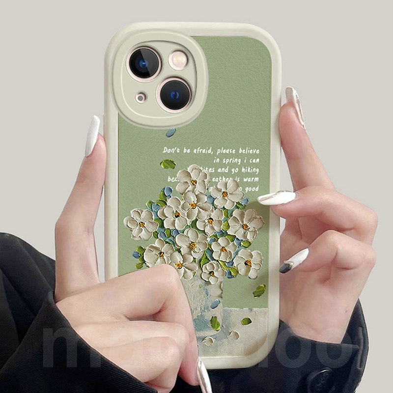 Soft Casing For iPhone 14 13 12 Mini 11 Pro Xs max 6 6S 7 8 Plus X XR 11promax 12promax 13promax 6+ 7+ 8+ ins Oil painting Flowers Airbag Shockproof Phone Case XPN 29
