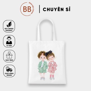 TÚI TOTE VẢI CANVAS CẶP ĐÔI ĐÁNG YÊU