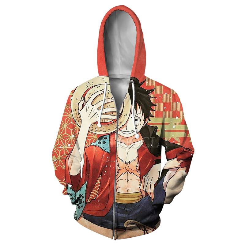 Áo Khoác Khóa Kéo Tay Dài In Hình Nhân Vật Luffy Trong ONE PIECE Thời Trang Cho Nam Và Nữ