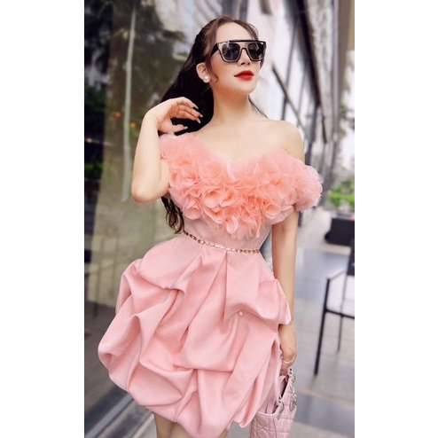 MS1365Y ĐẦM BẸT VAI HOA NỔI 3D TÙNG PHỒNG full size S/M/L/Xl