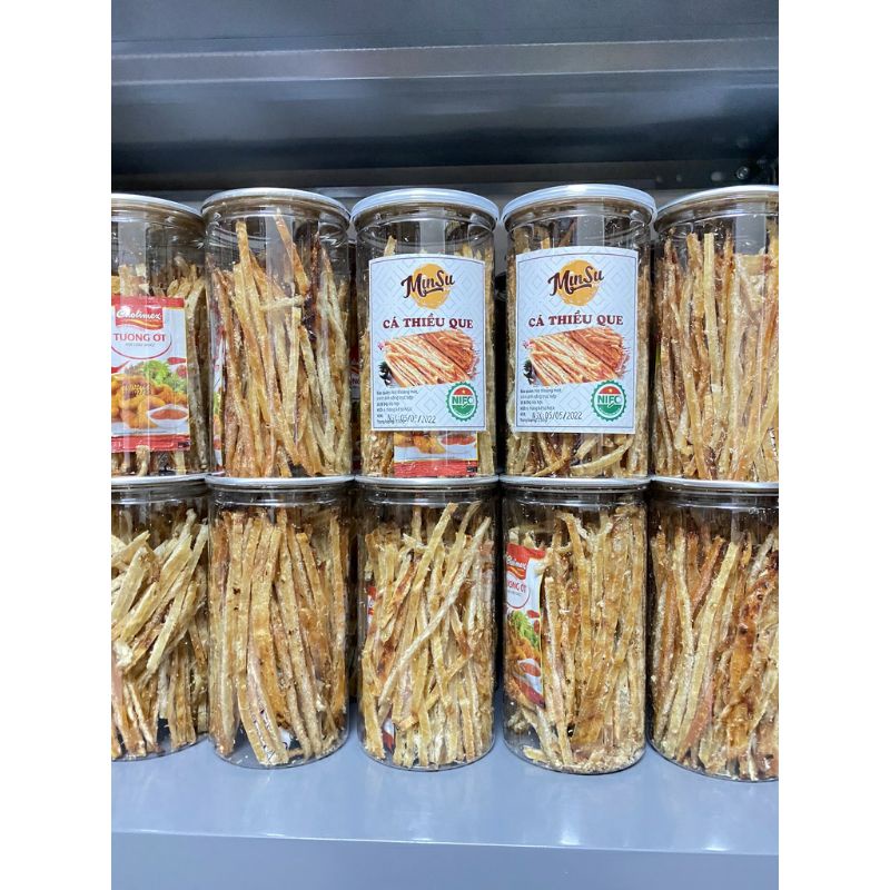 KHÔ CÁ THIỀU QUE TẨM VỊ  hũ 250g dai dai cay cay, thơm ngon ,đồ ăn vặt tại nhà Hà Nội