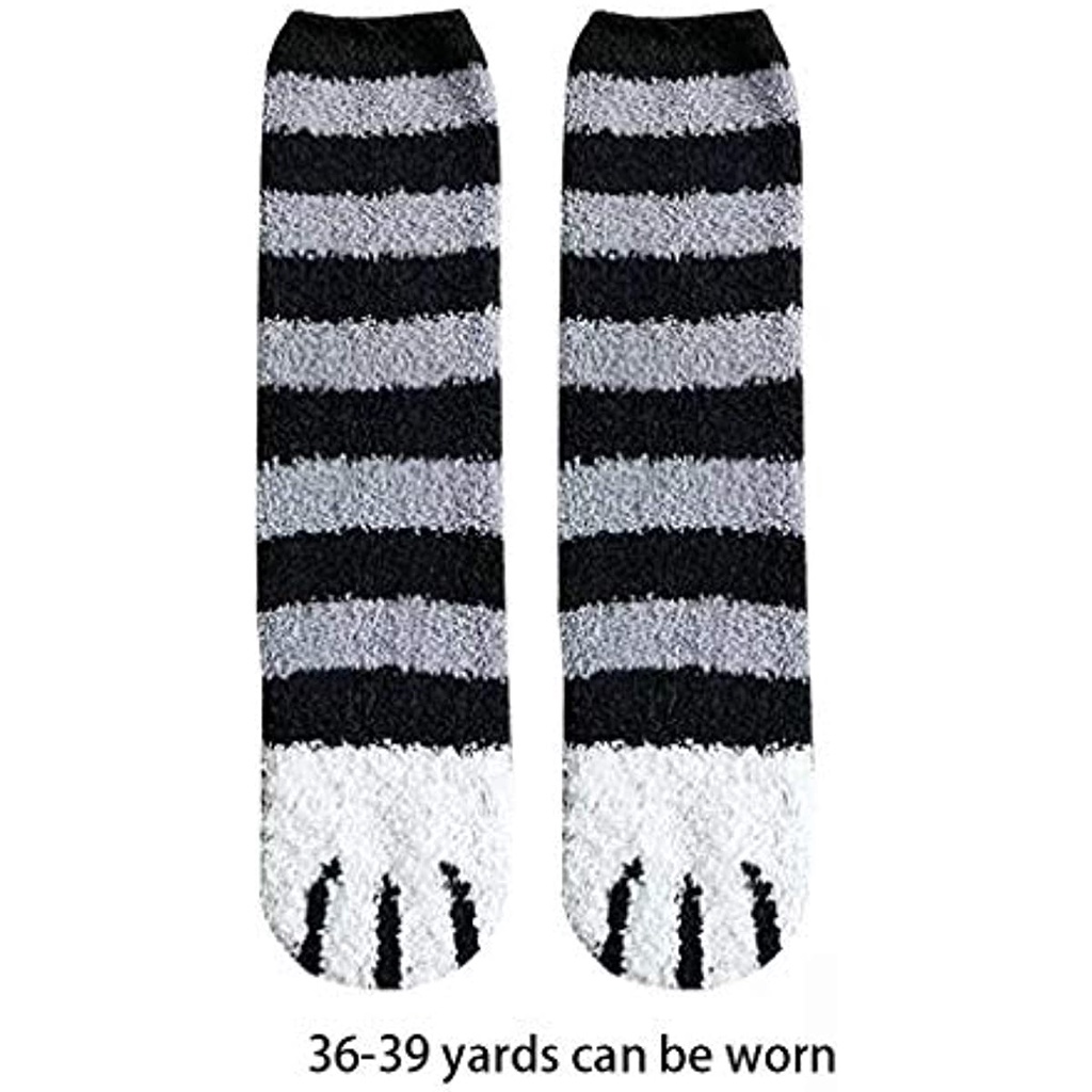 Vớ Nhung San Hô Dày Giữ Ấm Họa Tiết Móng Vuốt Động Vật Hoạt Hình Dễ Thương Cho Nữ