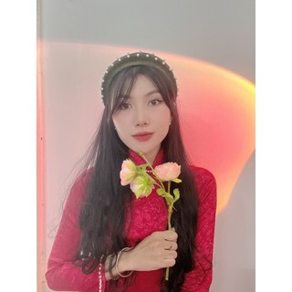 Băng đô nhung đính hạt mấn mặc áo dài