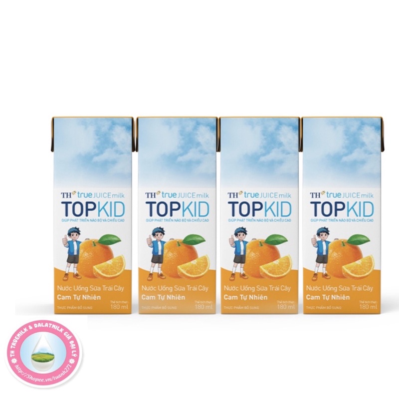 Nước uống sữa trái cây TH True Juice Milk Topkid Cam/ Dâu tự nhiên 180ml (180ml x 24)