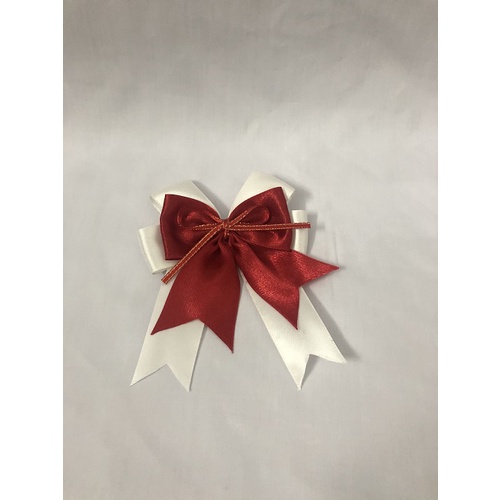 Nơ Lụa Satin Thắt Sẵn Trắng Phối Đỏ/Nơ