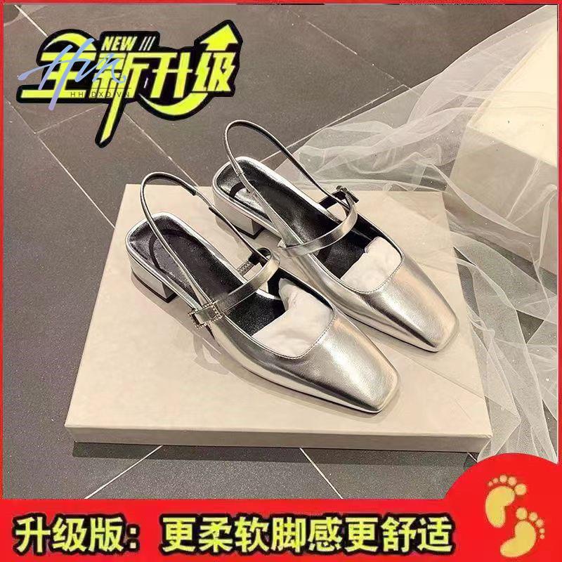 Giày Cao Gót Mũi Vuông Bằng Da Bóng Thời Trang Mùa Hè 2022 Dành Cho Nữ