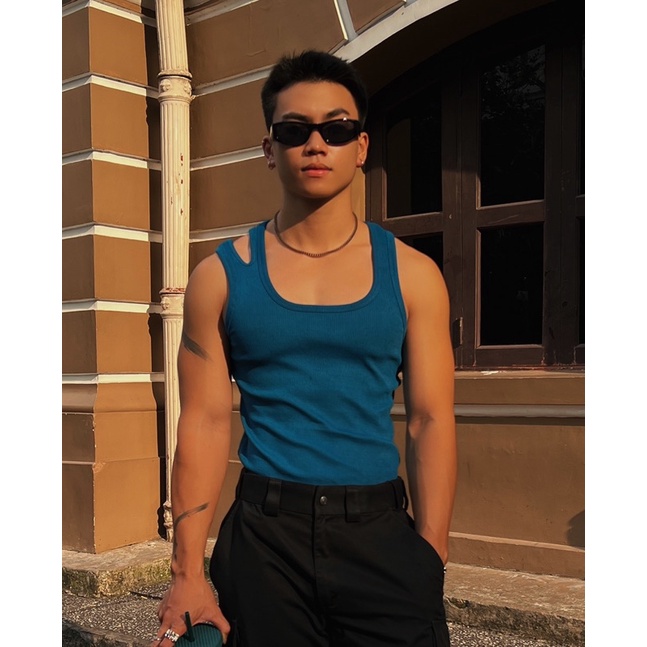 ao ba lỗ nam thun gân form body 2B kiểu khoét vai