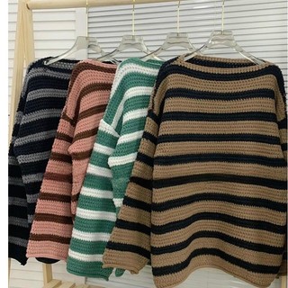 Áo Len Tay Dài Oversize Sọc Ngang