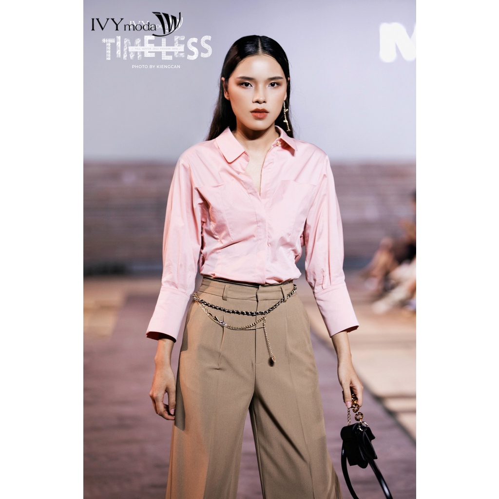 Áo sơ mi nữ tay lửng IVY moda MS 17M8114