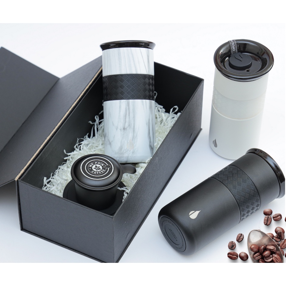 Set Ly giữ nhiệt 480 ml Artisan Elemental & phin cà phê, quà sang trọng cho người thân