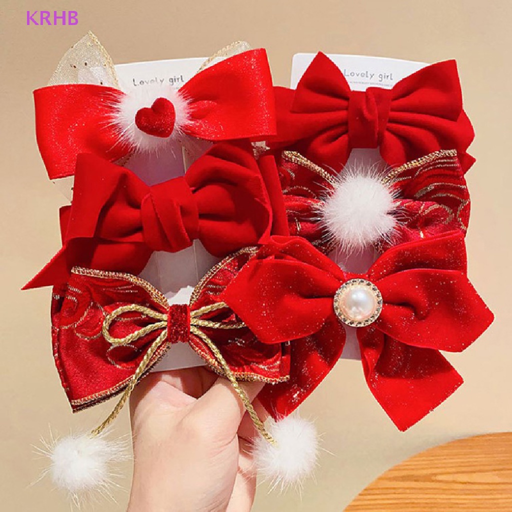 Kẹp Tóc Nơ Ruy Băng Lớn Bằng Vải Nhung Lấp Lánh Dành Cho Bé Gái Mới