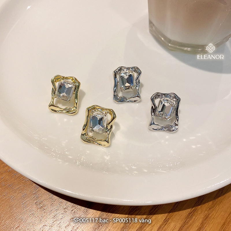Bông tai nữ Eleanor Accessories hình học chữ nhật đính đá phụ kiện trang sức sanh chảnh thanh lịch