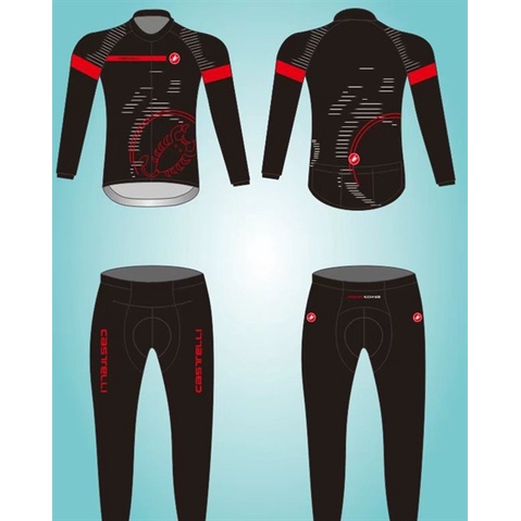 Bộ quần áo dài đạp xe đội tuyển Castelli có đệm mông êm mềm