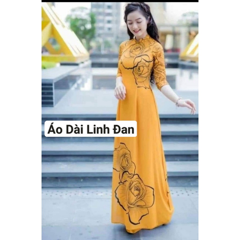 Áo dài in 3D  vải lụa nhật sang trọng - Áo Dài Linh Đan