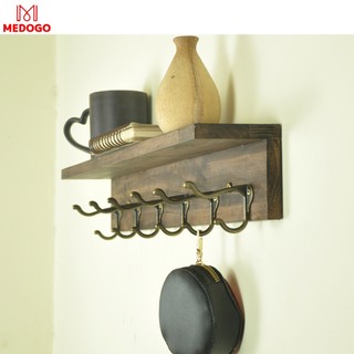  Kệ Gỗ Treo Tường Chữ L – Móc Gỗ Treo Đồ Kệ Trang Trí Nhiều Kích Thước Màu Nâu Rustic – Medogo 