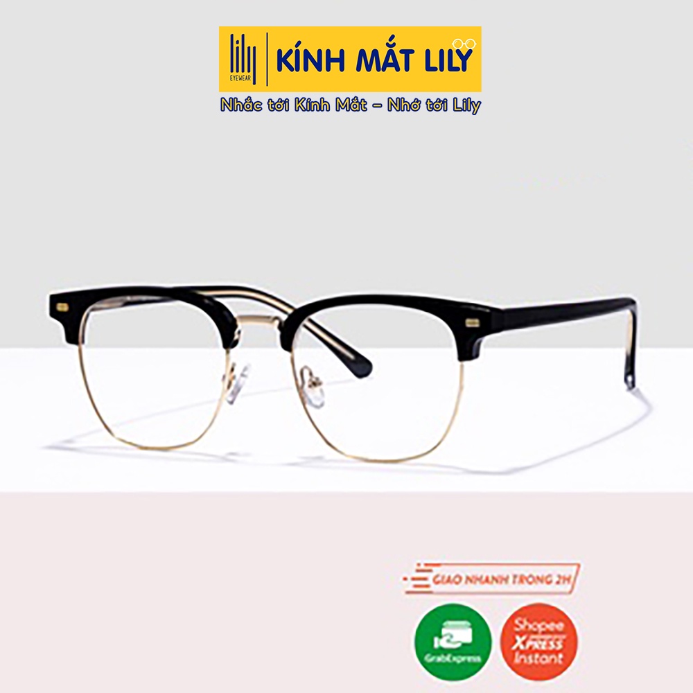 Gọng kính mắt vuông nam nữ LILYEYEWEAR chất liệu kim loại cứng cáp thanh nhẹ kiểu dáng thời trang 520091