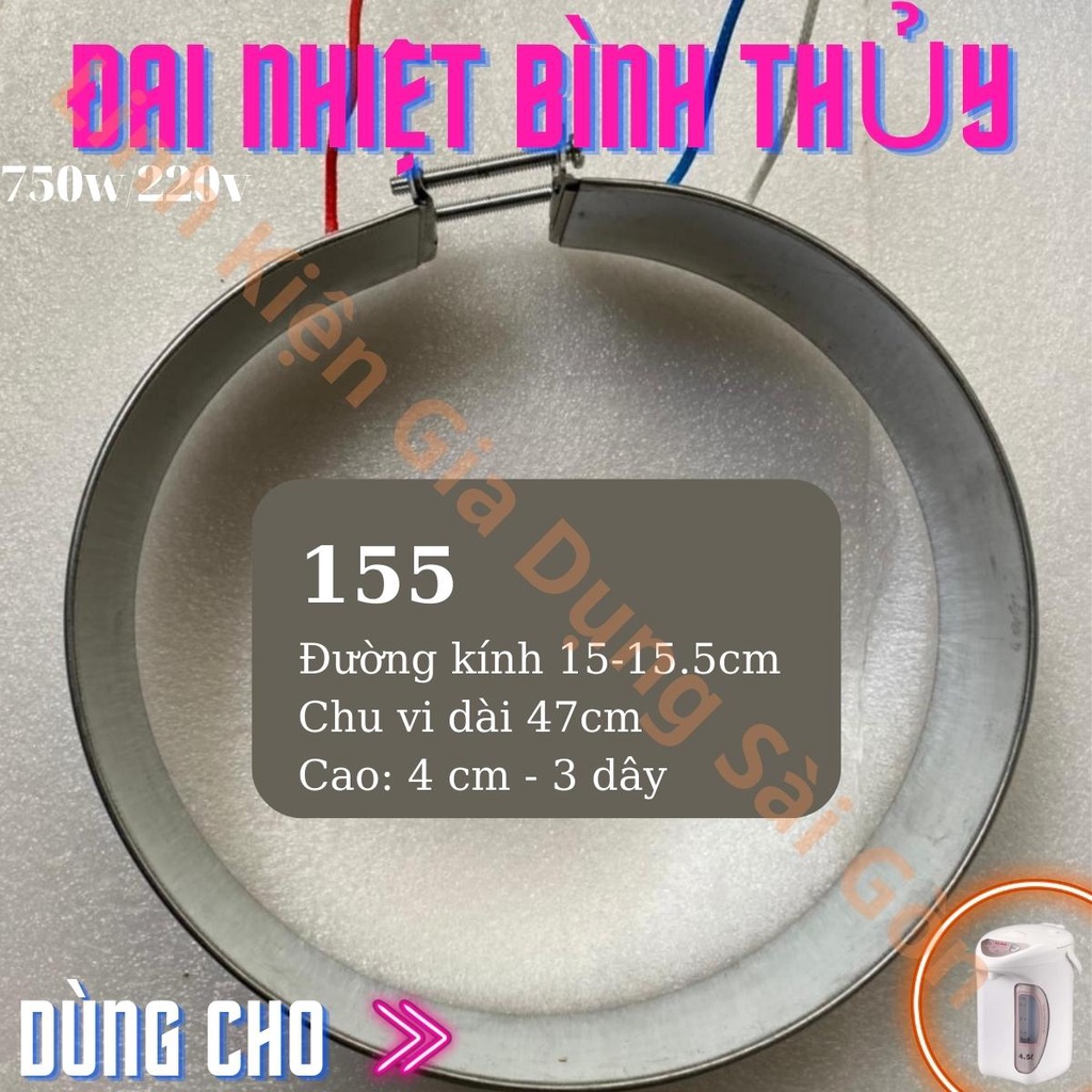 Đai nhiệt vòng nhiệt bình thủy phích điện đường kính 150mm loại tốt nhất, công suất 750w, bảo hành 6 tháng