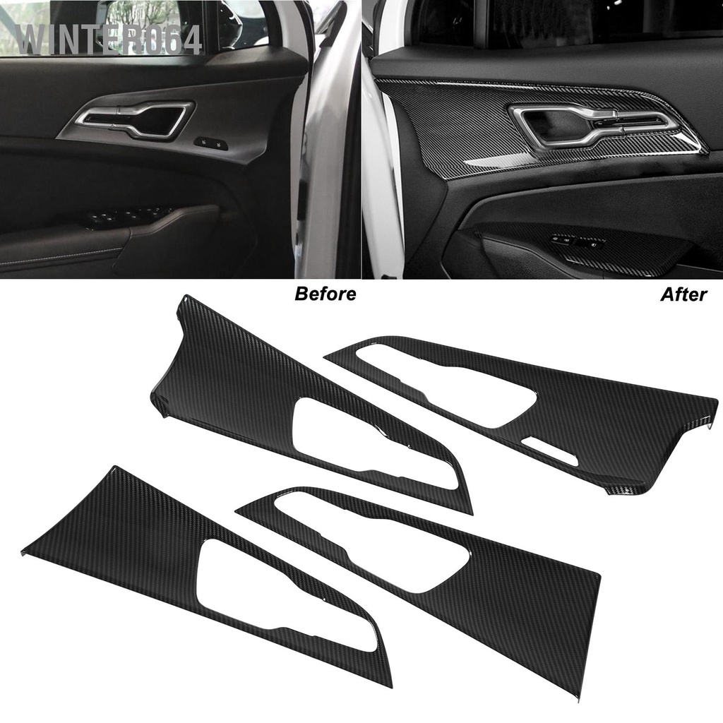 Bộ 5 Nội Thất Cửa Tay Cầm Bát Viền Sợi Carbon Trái Ổ Bao Da Thay Thế Cho Xe Kia Sportage NQ5 2022 Ở Trên Winter064