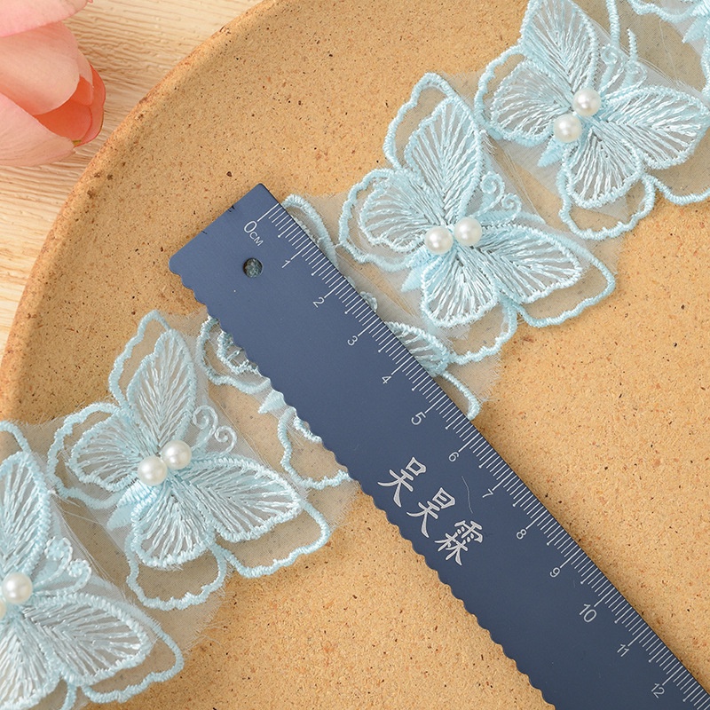 Set 10 Dải Ren Hoa Đính Ngọc Trai / Nơ Xinh Xắn Dùng Để Trang Trí Đồ Thủ Công