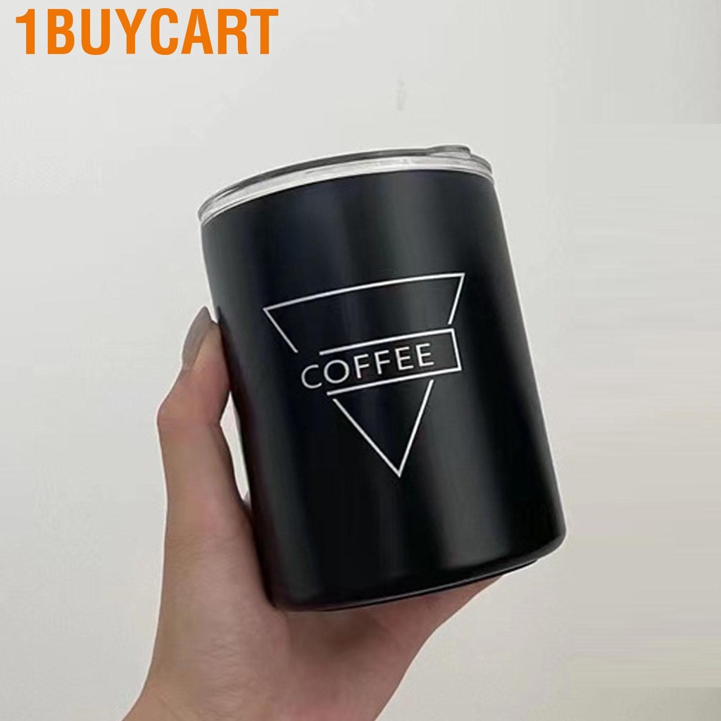 1buycart 12oz 320ml Stainless Steel Coffee Cup Portable Insulated Travel Mug with Lid Straw