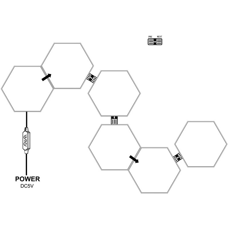 Chuôi Đèn Lục Giác Ghép Nối Số Lượng Đèn Tiktok Ánh Sáng Đỏ Hình Nhịp Tim Có Nhạc