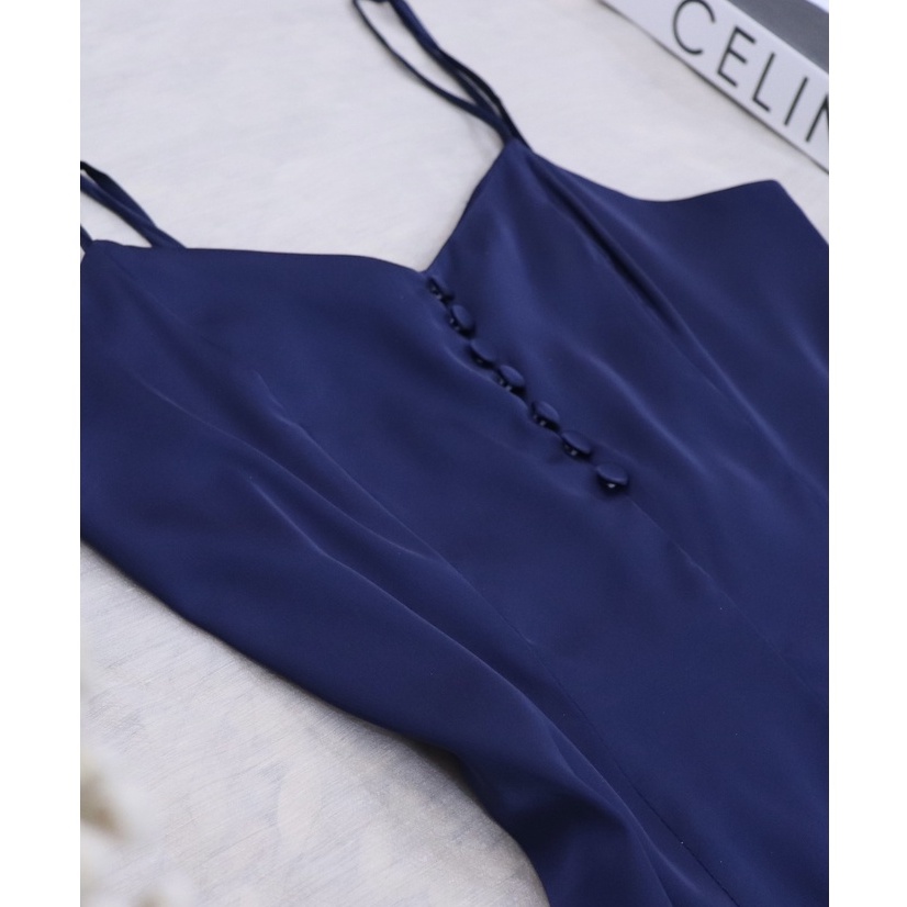 VIBES Váy ngủ lụa cao cấp Navy Lady Dress