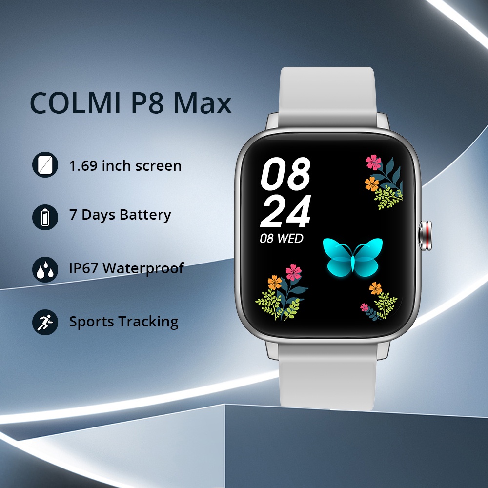 Đồng hồ thông minh COLMI P8 Max chống nước Ip67 theo dõi nhịp tim thích hợp cho Xiaomi iOs Android