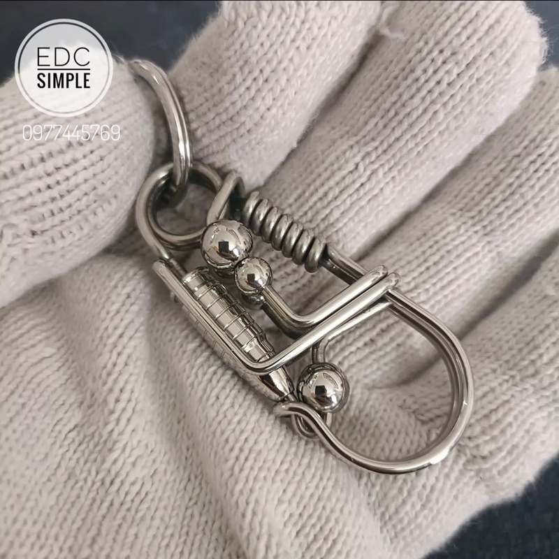 Móc khoá inox thủ công 304 cao cấp phối lục bình và bi không han gỉ sáng bóng