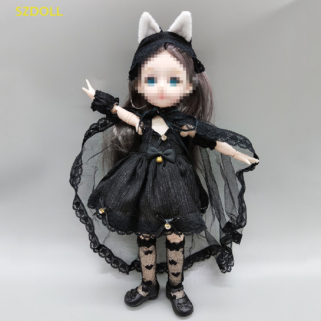 Set 6 Quần Áo Cho Búp Bê 30CM Màu Đen