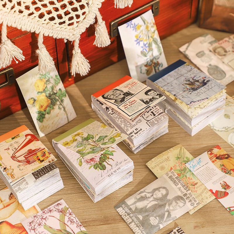 Bộ 50 Miếng Dán Trang Trí Sổ Tay Kiểu Vintage Dễ Thương