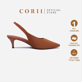 CORII - Giày Cao Gót Slingback Gót Nhọn phối dây quai mảnh Thời Trang và Thoải Mái Nhất - CR092 Nâu