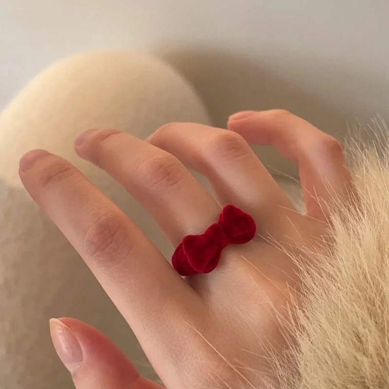 Nhẫn Chiếc Nơ Cute Dành Cho Nữ, Lõi Thép Phủ Lớp Nhưng Êm Ái Free Size