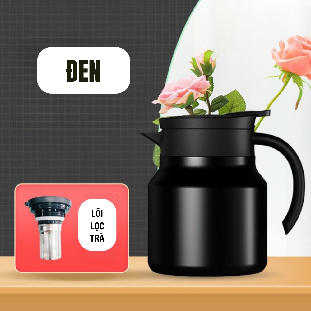 Bình pha trà giữ nhiệt có lưới lọc dung tích 1L, inox 316 cao cấp - Ấm nước pha trà giữ nhiệt 12 tiếng có bộ lọc trà